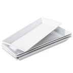 14" Rectangular Platters Set of 4, White Ceramic Platters, Large Serving Plates for Party, Entertaining, Wedding, Rectangle Serving Dishes for Steak, Sushi, Appetizer, Oven Dishwasher Safe - color: 14inch