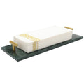 Napkin Holder - Guest Towel Holder for Bathroom - Green Marble Paper Towel Holder - Hand Towel Tray with Gold T-Handle(11.8x4.7x1.7 Inchs) - color: Green