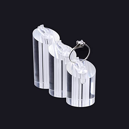 NBEADS 3 Pcs Acrylic Jewelry Display Stand Ring Showcase Display Holder Showcase Jewelry Organizer Holder for Rings Trade Show Countertop Ring Bearer, Clear - color: Clear, size: S:0.98×1.57"/M:0.98×2.05"/L:0.98×2.24"