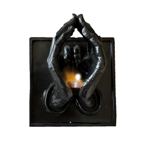 Praying Hands-A Perfect Blend of Warmth and Wishes, Praying Hands Candle Holder, 3D Wall Sconce Art Sculpture, Inspirational Prayer for Home, Office, Church Decorations (Black) - color: Black