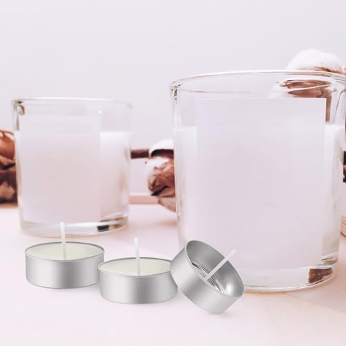 Operitacx 150pcs Aluminum Tea Lights Cups, Metal Tea Light Tins with 150 Pcs Candle Wicks Empty Candle Jars - size: 150Pcs