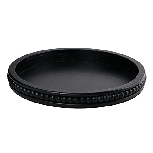 Creative Co-Op Farmhouse Decorative Round Wood Tray with Hobnail Edge, Black - color: Black, style: Tray
