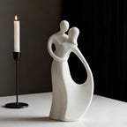Modern Abstract Couple Statue, Kissing Lovers Sculpture Figurine for Home Decor Living Room Bedroom Bookshelf Office, Gift for Wedding Anniversaries, Love Decor Ornament for Valentines - Style A-White - style: Style A-White