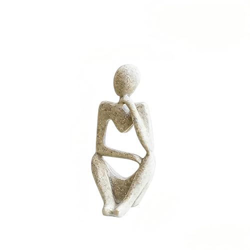 Abstract Thinker Sculpture Bookends - Modern Bookshelf Decor for Home Office, Aesthetic Resin Statue Bookend Holder for Desk, Coffee Table - Reading Art Decor Gift for Book Lovers-D - color: Sandstone Color, size: Left
