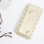 Belleek Shamrock Tray - Fine Parian China White Serving Platter - Handcrafted Appetizer Serving Tray - 12.5 x 6.3 Inches