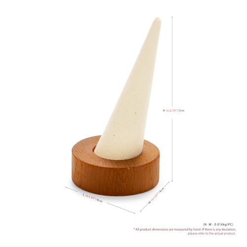 Oirlv Solid Wood Single Ring Display Stand Creamy White Ring Organizer Holder for Women Gift - color: Single Wood Creamy-white