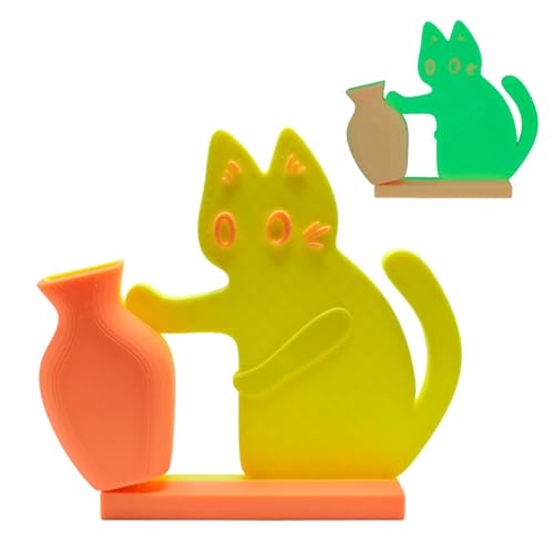 Cat Push Flower Vase for Home Decor Cute Vases for Table Room Decor Unique Lollipop Vases for Women (Small Glow Yellow Orange) - size: Small Glow Yellow Orange
