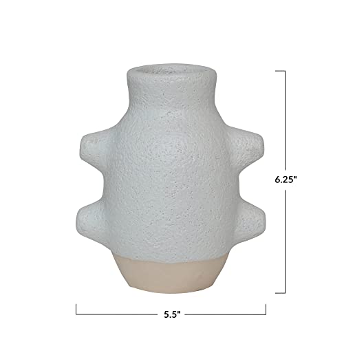 Creative Co-Op Abstract Stoneware Vase, White Volcano Finish - size: 6" H