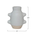 Creative Co-Op Abstract Stoneware Vase, White Volcano Finish - size: 6" H