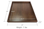 BARsics 24x24 inches Square Walnut Wooden Ottoman Tray, Large Living Room Serving Tray