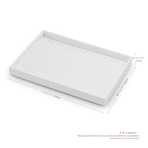 18 Slots PU Leather Necklace Bracelet Tray Jewelry Trays Jewelry Drawer Organizer for Necklace Bracelets Watch Storage Display (White) - color: White, size: 18 Slot