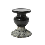 Creative Co-Op 2-Tone Sculptural Terracotta Pillar Candle Holder, Distressed Black - color: Black, size: 4.5" W x 5.25" H