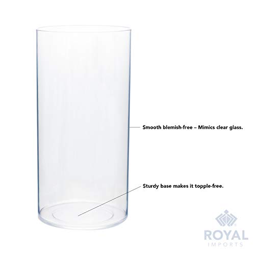Royal Imports Flower Vase Acrylic Cylinder - Decorative Centerpiece for Home or Wedding - Non Breakable Plastic, 5"X8" Tall Round - Clear - size: 5" x 8" - Single Vase