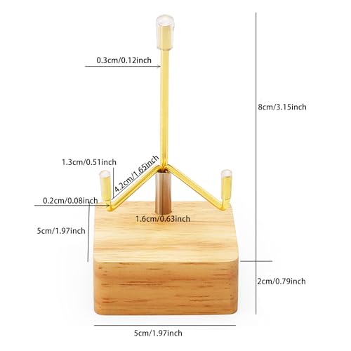 4 Pcs Rock Display Stand Crystal Display with Wooden Base Adjustable Metal Arms Display Easels for Gemstones Fossils Minerals Agate Slabs Plates Crystals Small Collectibles Display Stands,1.97 x 1.97 x 3.94 Inch