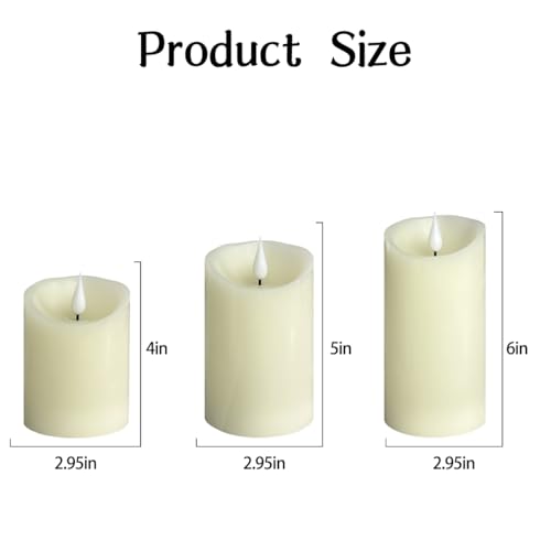 Flameless Candle RGB Set, Flickering LED Pillar Real Wax Candle with Remote Control and Timer, Upgraded Blue Flame Heart, Built-in Battery Rechargeable Flameless Candle, 1 Set of 3 - color: Rechargeable-Color RGB