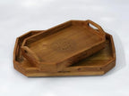 Vesta Homes Set of 2 Zak Acacia Wood Rectangular Serving Tray for Home/Kitchen/Restaurant/Office Organizer/Dining Table|Premium Wooden Trays|48 X 33 ; 40 x 27 cm | Handcrafted in India - size: Set of 2 Trays: 18.9" x 13", 15.7" x 10.6"