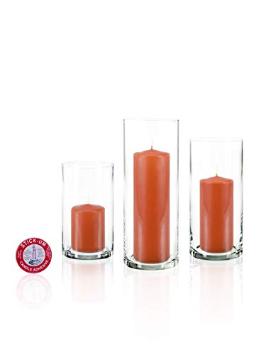 yummi Set of 36 Slim Pillars and Cylinder Vases - Sienna - color: Sienna
