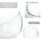 Craft And Party, Slant Cut Bowl Glass Vase, Glass Fish Bowl Vase, 8.5" Height x 10" Width Fruit Jar, Candy Dish, Clear Terraium, Flower Vase Centerpiece - size: Slant Bubble Bowl : 8.5H x 10"W