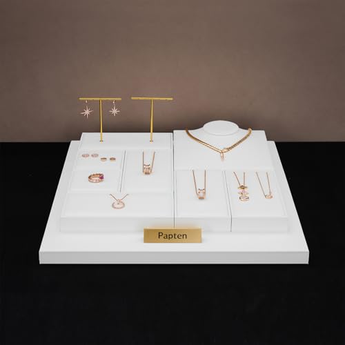 5 Slot PU Leather Bracelets Jewelry Stand Drawer Jewelry Organizer Tray Pendant Necklace Display Holder (White) - size: 0.98" x 6.3" x 3.15"