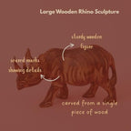 Rhino Figurines and Statues, Wooden Sculpture, 10 Inch Wide - size: Rhino