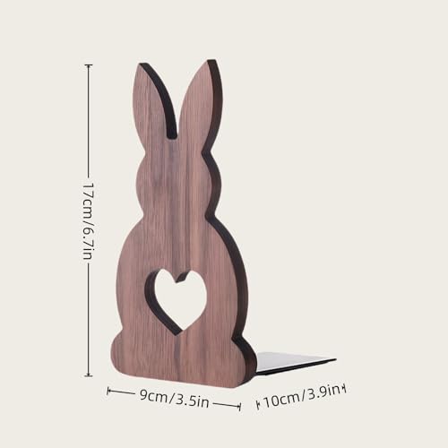 2PCS Cute Rabbit Book Ends - A Detachable Design Decorative bookends ，The Bottom is Equipped with an Anti-Slip Foam pad, the for Book Lovers (Black Walnut Wood) - color: Black Walnut Wood