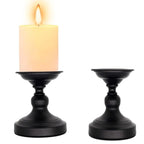 Metal Black Candle Holder for Pillar, Iron Candlestick Holder Stand for Home Coffee Decor Decorations, Table Centerpiece, Wedding Reception (2 Pack)