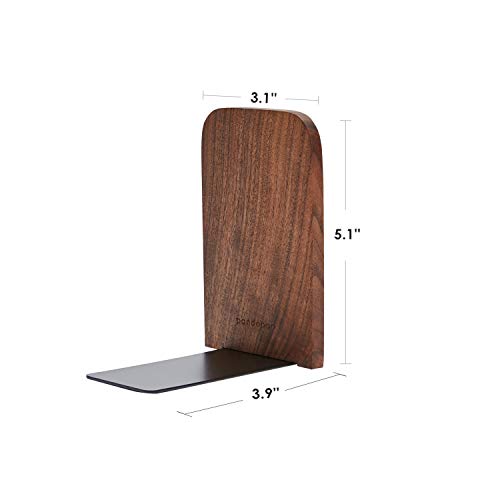 Pandapark Wood,Non-Skid Bookend for Shelves,Heavy Duty,Book Stand for CDs,1 Pair - color: Black Walnut-a