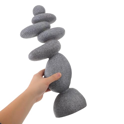 DECHOUS Large Stacked Rocks Sculpture, 16.5 Inch Tall, Resin Rock Cairn Stone Stacked Zen Garden Balanced Stone Statue for Indoor Outdoor Patio Home Meditation Decor