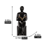 XINGYAN Elegant Ceramic Bookends - Black & White Reading Statues with Gold Accents - Sophisticated Decor for Shelves and Home(Gold Book)
