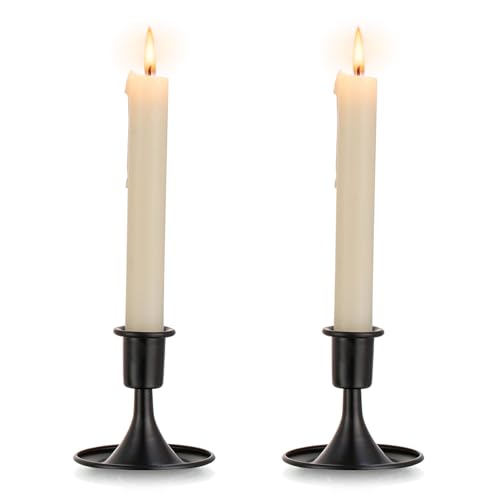 Black Candlestick Candle Holders for Taper : Romadedi Candle Stick Holder Vintage Table Centerpiece Halloween Decoration Wedding Christmas Fireplace Mantel Home Deocr Set of 2 - color: Black, size: 2 pcs