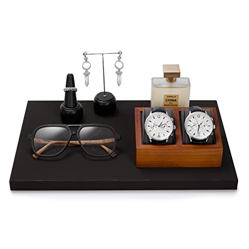 Jewelry Tray Solid Wood Double Watch Storage Box Tray Jewelry Display Props Wooden Watch Display Stand - color: WHITE DOUBLE WATCH BOX