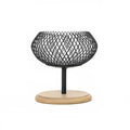 Modern Iron Mesh Candle Holder Set with Bamboo Base, Stylish Dining Table Centerpiece Decor, Lightweight Yet Sturdy Metal Votive & Tea Light Stand for Home Ambiance(Medium) - size: Medium