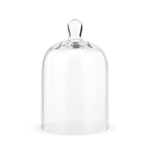 DEMDACO Decorative Glass Candle Cloche - Glass Candle Cover for an Elegant Look - Handmade Details - Coffee Table, Shelf & Tabletop Decor Accent - Housewarming Gift - 4" x 7"