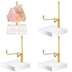Suzile 4 Pcs Adjustable Metal Arm Display Stand Easel with Acrylic Base Rock Display Easel Holder Acrylic Crystal Clear Plate Stand for Geodes Mineral Agate (Gold, 2 x 2 x 3 Inch) - color: Gold, size: 2 x 2 x 3 Inch