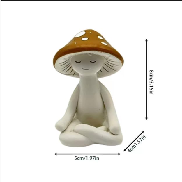 2Pcs Cute Meditation Mushroom Statue-Meditation Mushroom Resin Statue for Desk Living Room Resin Figurine for Home Patio Office Decor Cute Plant Statues for Tabletop Garden Backyard Decor