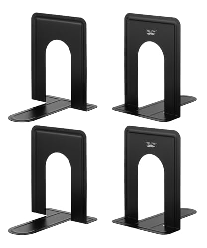 Mr. Pen- Book Ends, Black, 4 Pack, Heavy Duty Metal Bookends for Shelves, Book Holders for Shelves, Metal Bookends - color: Black, size: 4 Pack