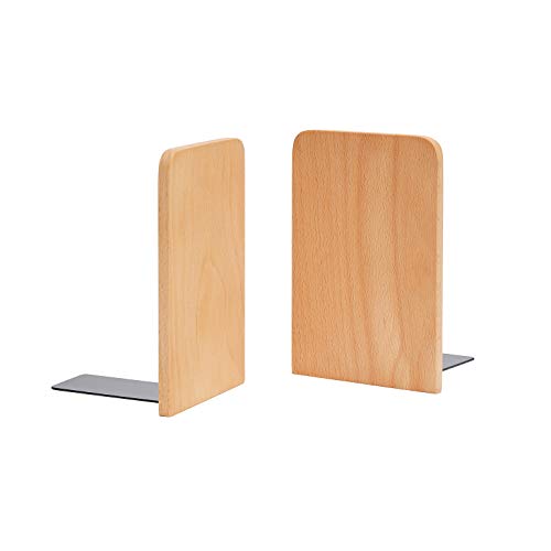 Pandapark Wood Bookends,Non-Skid Bookend for Shelves,Heavy Duty Bookends,Book Stand for Books/CDs,1 Pair - color: Beech-a Plus