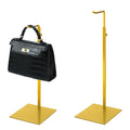 2PCS Handbag Display Stand, Purse Holder Gold Metal Tall Hanging-hook Display Stands for Bag or Necklace Table Display Organizer with Stable Square Base