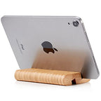 Bamboo Cell Phone Stand Wooden Tablet Stand for Desktop, Wood Cell Phone Holder Desk Tablet Holder Mobile Stand for iPhone iPad Tablets and All Phones (Large Size)