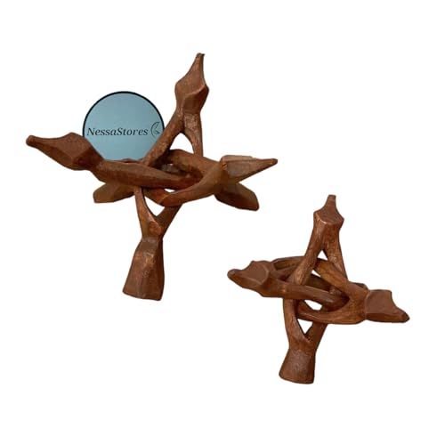 Pack of 2 Stands | 4" and 6" Wooden Tripod Stand - Hand Carved Room Decor Holder, Ideal Crystal Ball Stand, Rock Stand, Vase Holder Stand for Abalone Shell, Decorative Bowl, Sphere, or Geode JC-046-B - size: Pack of 2 Stands | 4" and 6"