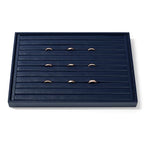 11 Slots PU Leather Jewelry Tray Ring Display Trays Earring Display Tray Ring Earrings Studs Tray Jewelry Organizer Showcase Display (Blue) - color: Blue, size: 11 Slot