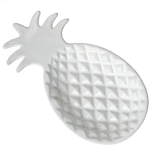 Chic Soap Dish, Pineapple Shape, Fluted Design, Decorative Ceramic Tray(White) - color: White