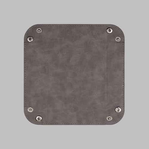 siduater Valet Tray Desktop Storage Organizer – Vegan Leather Catchall Bedside Vanity Tray Nightstand Caddy Holder for Remote Controller, Watch, Keys, Phone, Wallet, Coin, Jewelry, Stone Gray Brown - color: Stone Gray Brown
