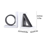 Bookends Modern Light Luxury Bookends Black and White Geometric Marble Bookends Study Bookshelf Cabinet Decorative Ornaments Bookends & Book Racks
