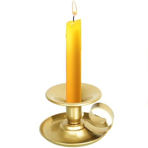 1pc Vintage Iron Tea Cup-Shaped Candle Holder Curled Handle and Drip Tray, Metal Dining Table Accent for Romantic Home Decor, Gold - color: Gold