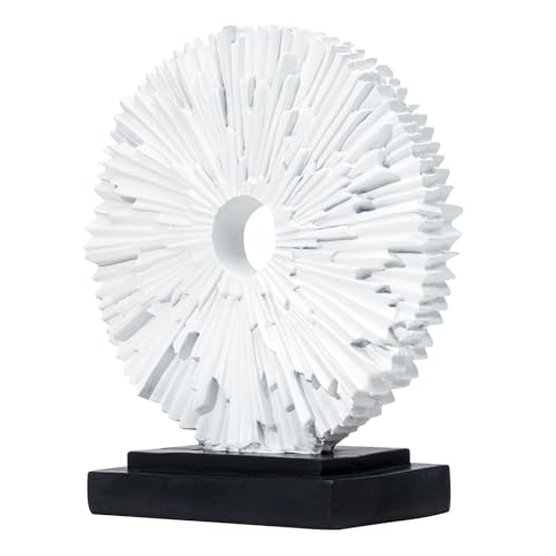 Abstract Statue for Home Decor,Office Desk Sculpture for Men,Creative Round Line Ornament for Bookshelf,Modern Decorative Sculpture,Bedroom,Livngroom,Table(White) - color: Bright White, size: Round Statue