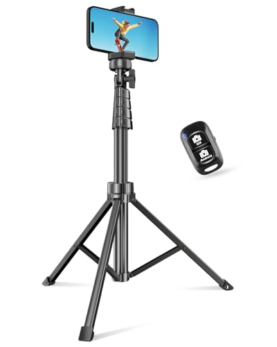 SENSYNE 62" Phone Tripod & Selfie Stick, Extendable Cell Phone Tripod Stand with Wireless Remote and Phone Holder, Compatible with iPhone Android Phone, Camera - color: Black, size: 62-inch