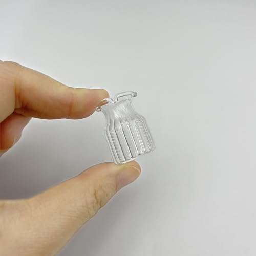 2Pcs Clear Mini Vase, Miniature Vases, Cat Whisker Vase, Miniature Stuff for Tiny Houses Decoration DIY Micro Landscape Items