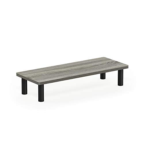 Furinno Turn-N-Tube Monitor Riser Stand, French Oak Grey/Black - color: French Oak/Black, size: 23.6 x 9.3 in. Rectangle