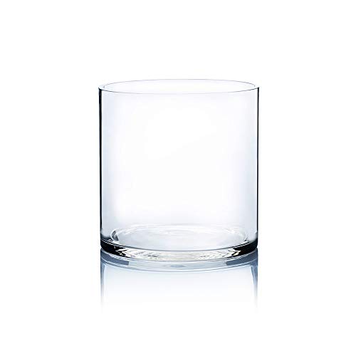 WGV Cylinder Vase, Width 7", Height 7", Clear Wide Large Diameter Flower Glassware, Floral Container, Planter Terrarium for Wedding Party Event, Home Accent Decor, 1 Piece - size: 7"x7"H